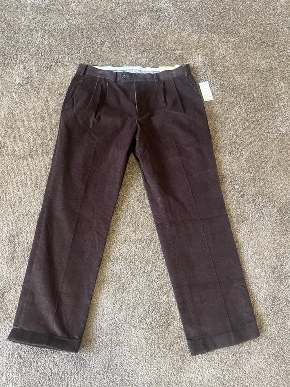 NWT 36x30 Lauren Ralph Lauren Corduroy Trousers Dark Brown Vintage